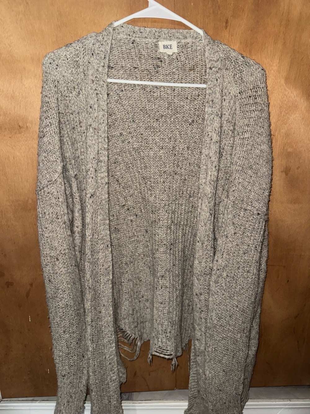 BKE Open-Front Knit Cardigan in Heathered Taupe